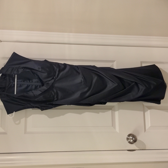 Navy Blue (nearly black) Satin Dress - Picture 4 of 8